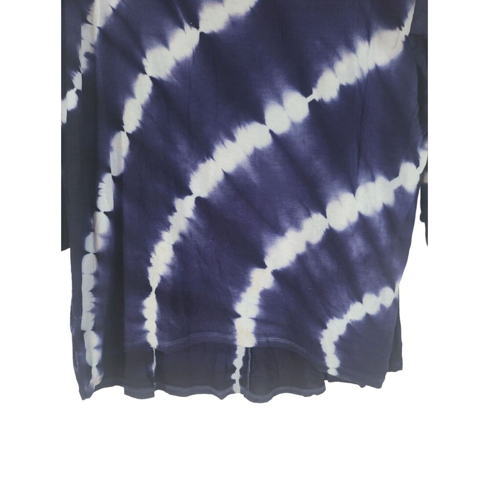 Maria Gabrielle Tie-Dye Top‎ L Womens Blue White Half Sleeve Crew Neck Pullover - Picture 6 of 10